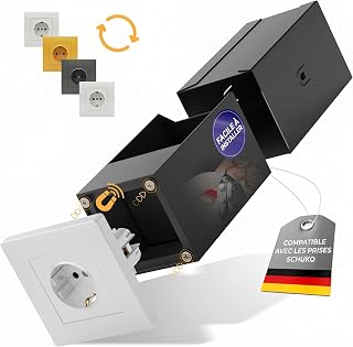 Elder Welder® Coffre Fort Compatible avec n'importe quelle simple prise | Prise Simple Schuko Authentique Incluse, Petit Coffre Fort Discret avec Cle, Mini Coffre Secret
