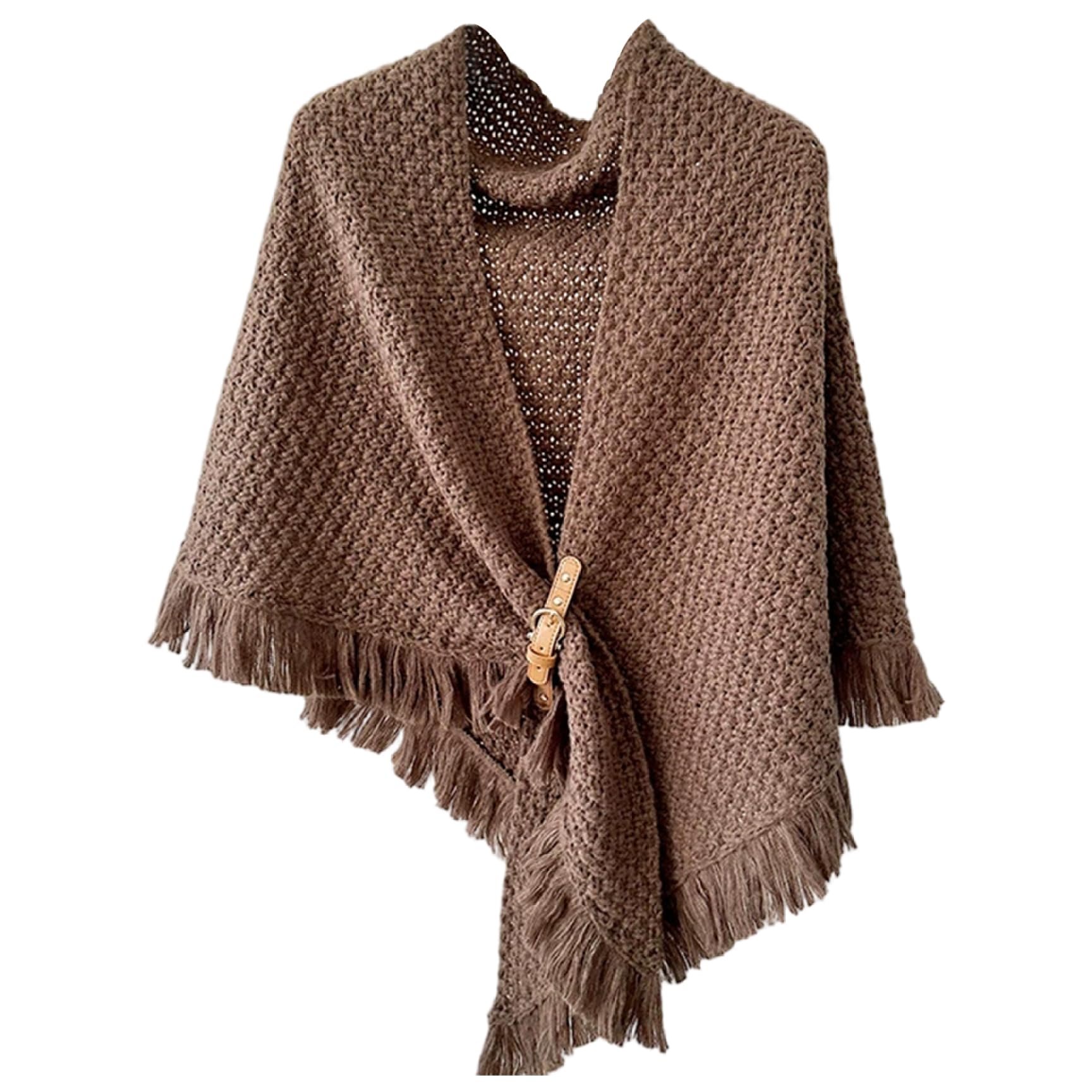 Chal para mujer Pashmina de ganchillo con hebilla Borlas de caramelo Suéter Mantón Bufanda triangular cálida para otoño invierno, para mujer
