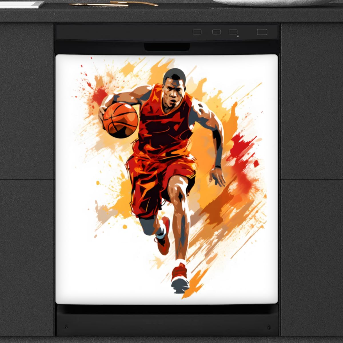 Men's Basketball Sports Dishwasher Magnet Cover Reusable Decorative Magnetic Door Cover Dishwasher Covers for The Front Magnetic Kitchen Refrigerator Appliance Decor 23 x 26 Inches