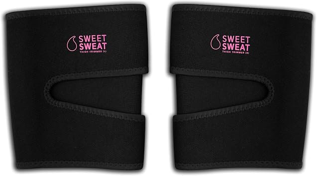 Sports Research Sweet Sweat Thigh Trimmers for Men & Women Increases Sweat & Activity to the Thighs during Exercise Pink Logo, Medium