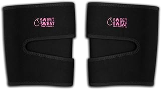 Sports Research Sweet Sweat Thigh Trimmers for Men & Women Increases Sweat & Activity to the Thighs during Exercise (Pink Logo, Medium)