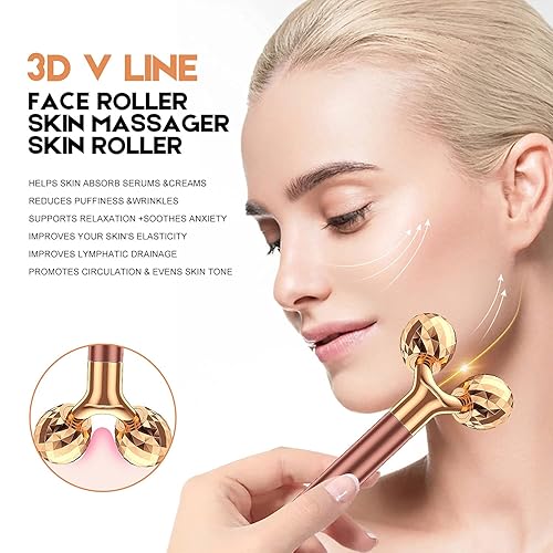 Miniatura 3 de NUOMAN Masajeador facial eléctrico 2 en 1, rodillo 3D y kit de masajeador facial en forma de T, juego de regalo para herramientas de cuidado de la