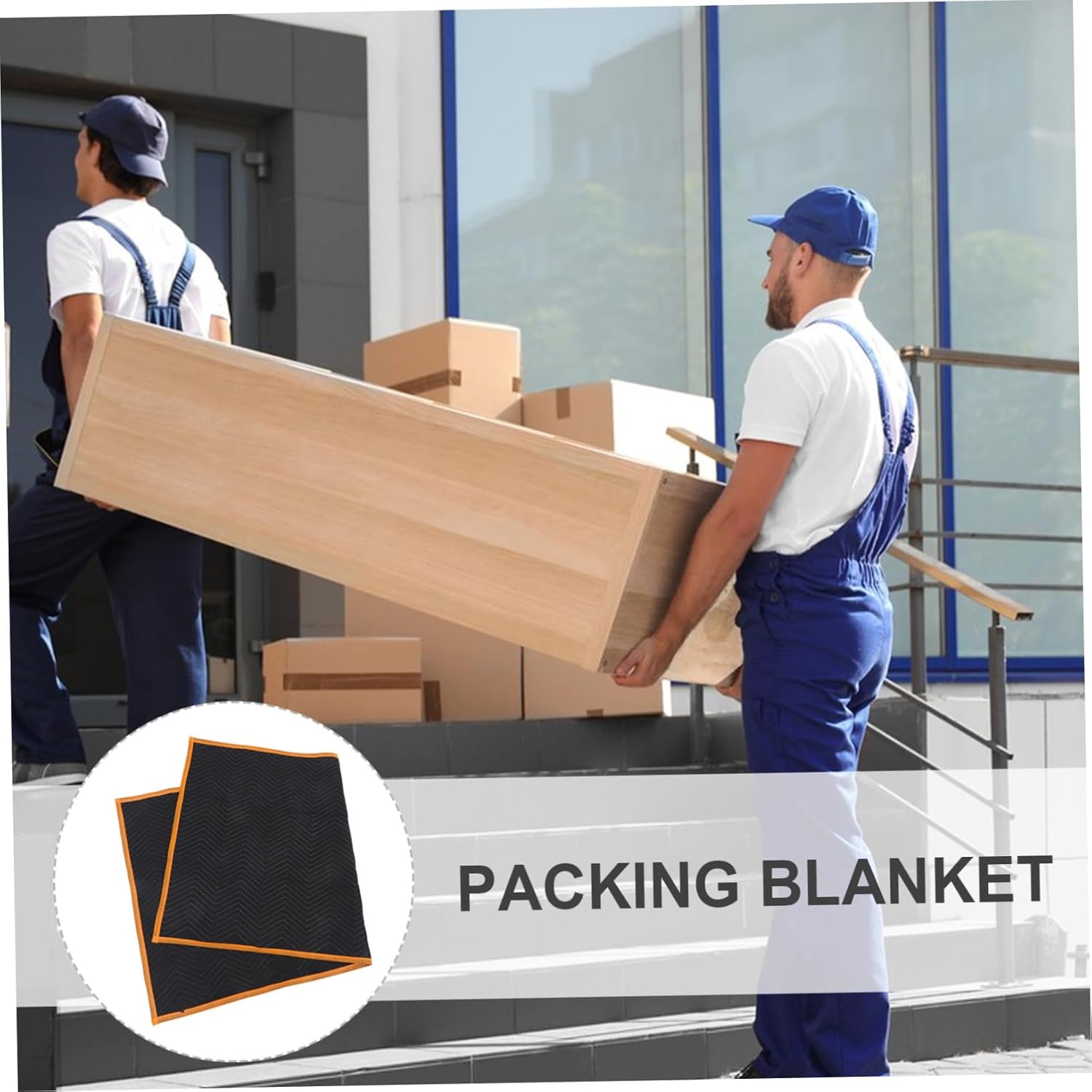 Heavy Duty Moving Blankets Quilted Padded Protection for Furniture Extra Packing Pads for Safe Transportation Versatile Use for Moving Storage Outdoor Black with Orange Trim