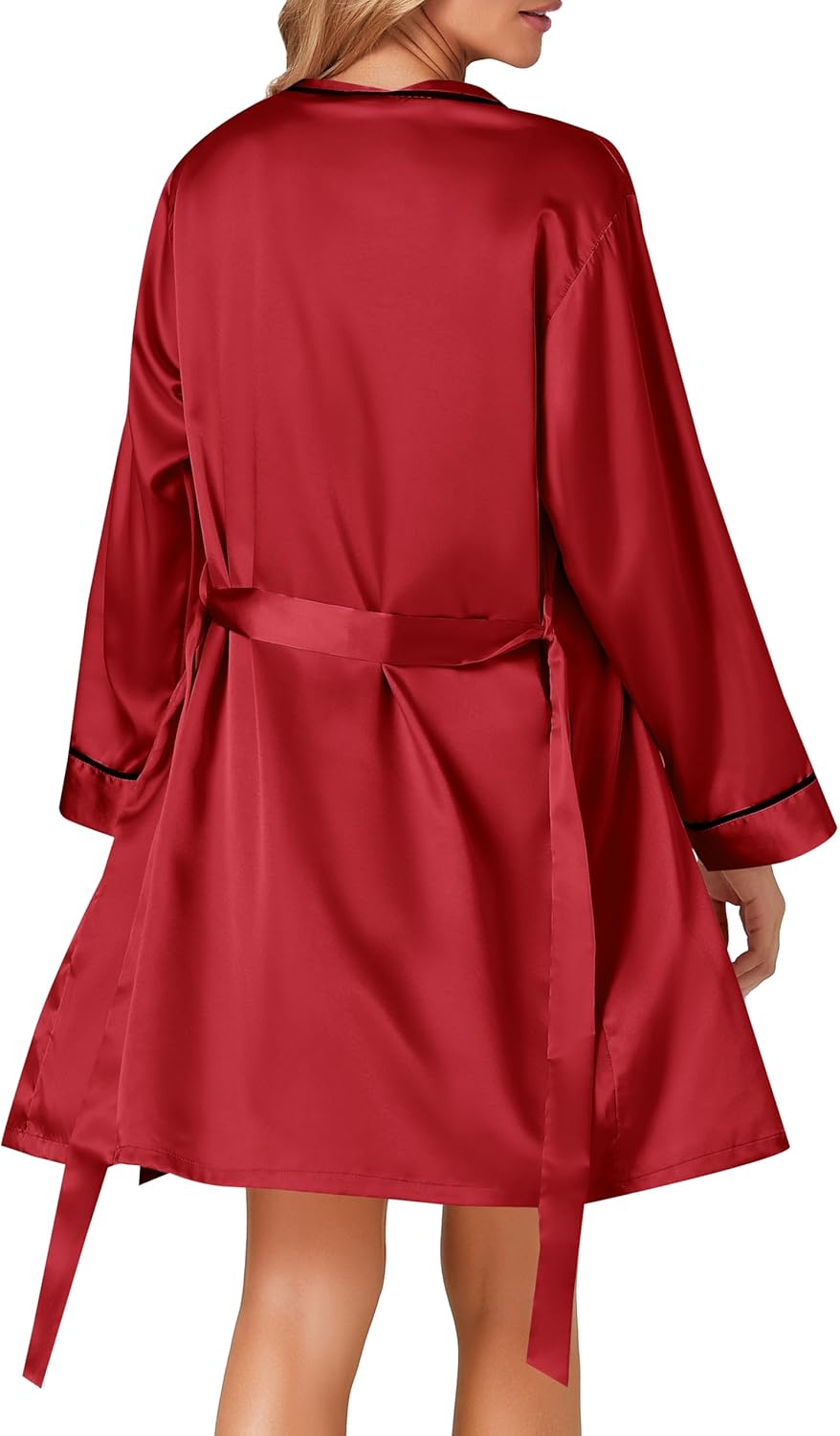 Vrtige Women's 3pcs Satin Pajamas Set Cami Top and Shorts Sleepwear PJs Set with Robe - Image 2