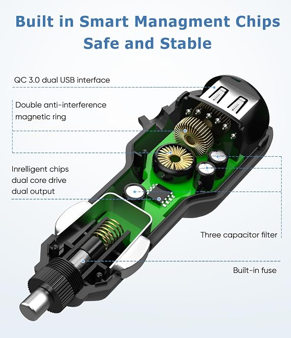 USB C Line Cam Charger, Type C USB Car Charger, Dual Port USB Car Fast Charging Cable is suitable for Dashcam (6.5FT) of REDTIGER, Vantrue, VIOFO, WOLFBOX, AZDOME, Pelsee, Cobra etc