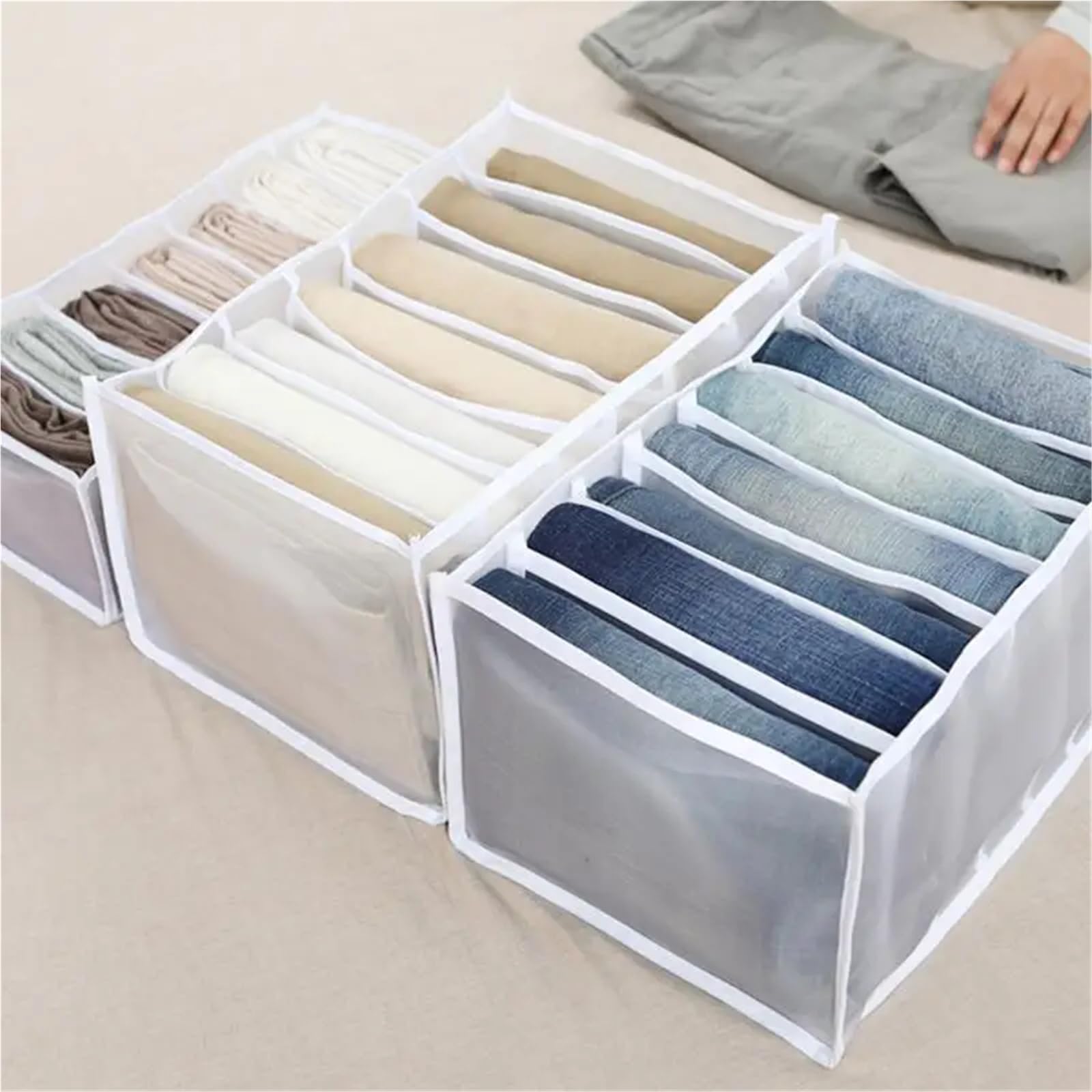 Organizzatore per cassetti della Biancheria Intima, Scatola Porta Calzini, Reggiseno, Jeans, Armadio, Scomparti per Vestiti, Pantaloni
