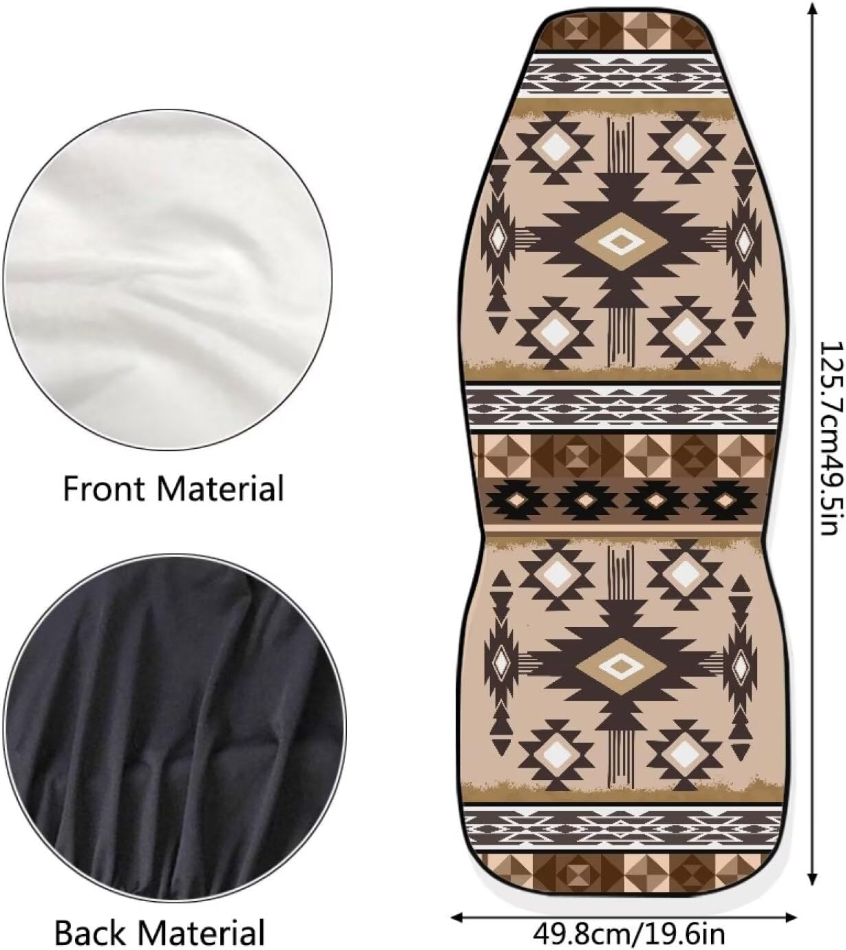 Wanyint Southwestern Aztec Khaki Car Seat Cover Front Seats Only, Front Car Interior Decor Protector Vehicle Bucket Auto Seat Covers for Women Men