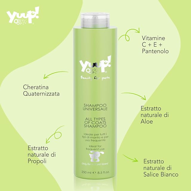 Foto 2 de 8 de YUUP! - Champú Universal para Perros y Gatos, 500 ml, para Uso Frecuente e Ideal para Todo Tipo de Pelo…