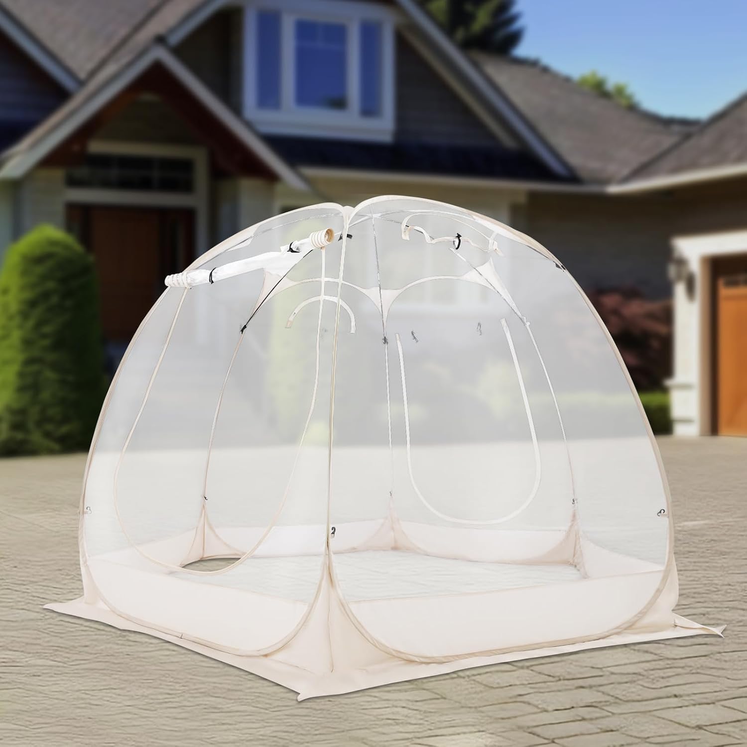 3m Clear PVC Camping Tent with Stargazer View, 360° Transparent Bubble Tent for Backyard, Garden, Outdoor Events, Champagne