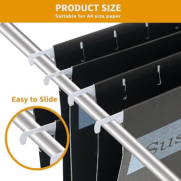 25 Pack Hanging File Folder, A4 Suspension Files Holder,Black