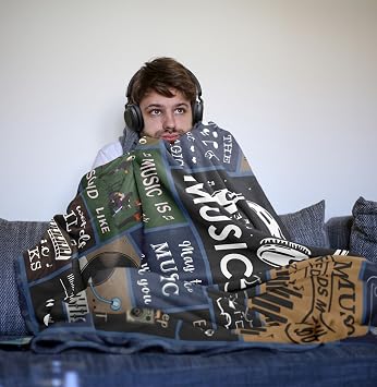 Unique Music Gifts for Men/Women, Music Lovers Gifts for Musician/Music Teacher, Funny Music Themed Decor/Stuff/Accessories, Sound of Music Blanket 60x50in