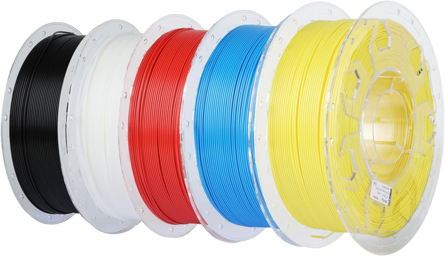 Creality 3D Printer Filament Bundle, PLA Filament 1.75mm, 5-Pack PLA Black, White, red, Blue, Yellow 1kg X 5 Spools