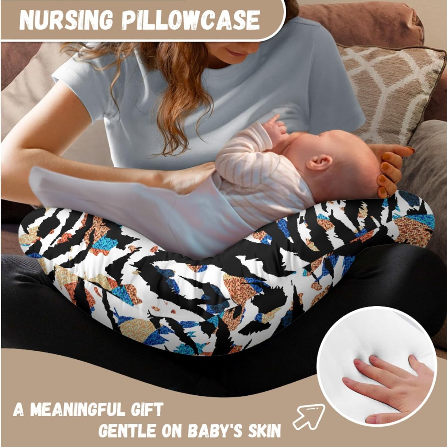 GOSTONG Rainbow Zebra Pineapple Stretchy Nursing Pillow Covers 2 Packs Nursing Pillow Slipcover for Breastfeeding Moms, Ultra Soft Snug Fits on Infant Nursing Pillow