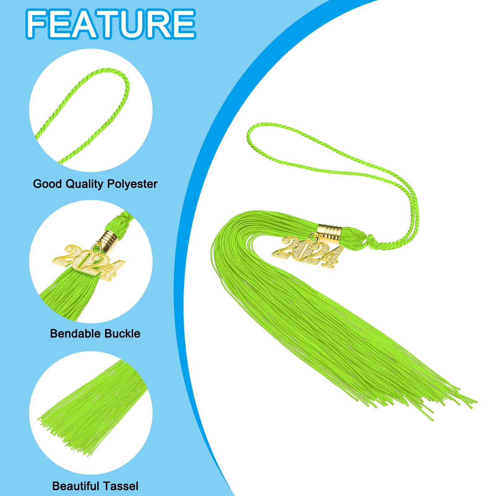 PATIKIL 2 Pcs Graduation Tassel with 2024 Gold Charm - Image 3