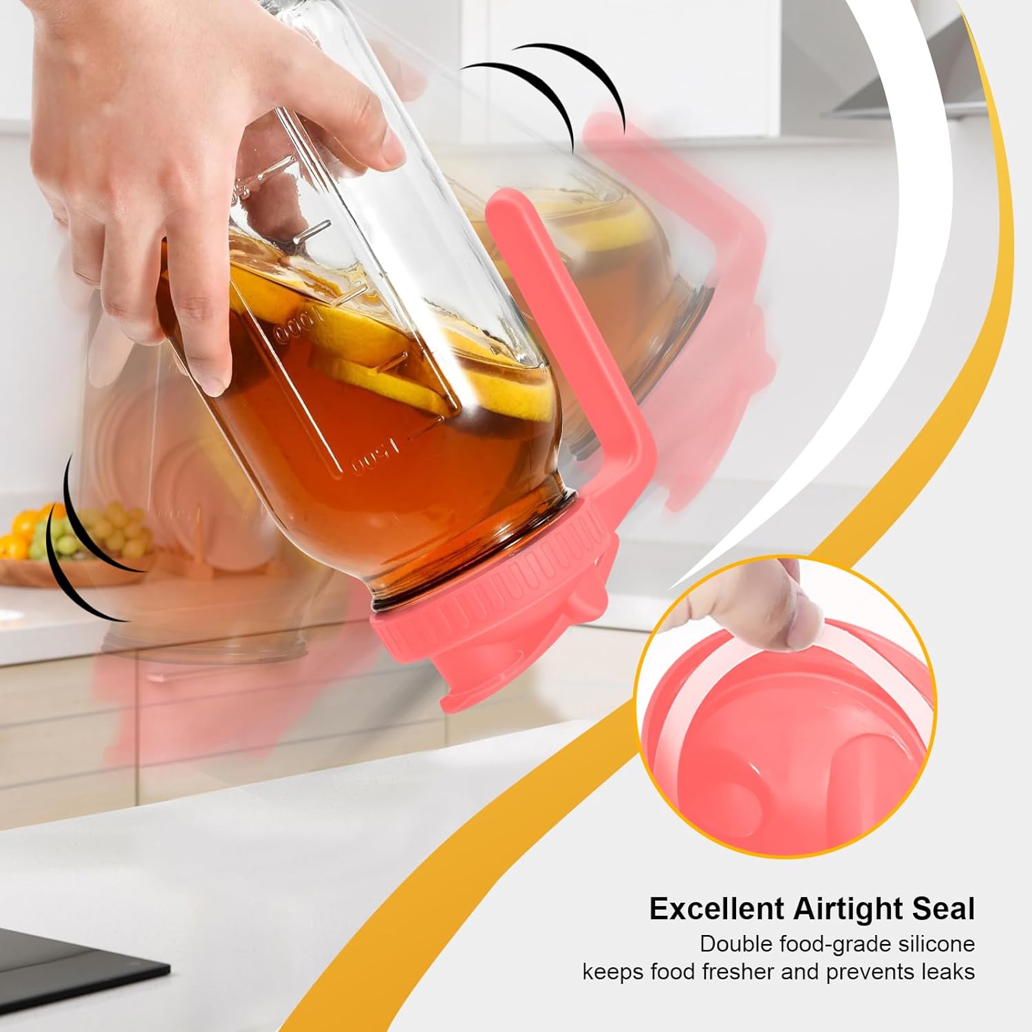 64oz Glass Pitcher with Lid, 2 Quart Mason Jar Pitchers with Lid and Spout, Wide Mouth Breast Milk Pitcher Glass Jug Sun Tea Pitchers, Cold Brew Coffee pitcher, Fridge Container for Water, Juice, Tea - Image 4