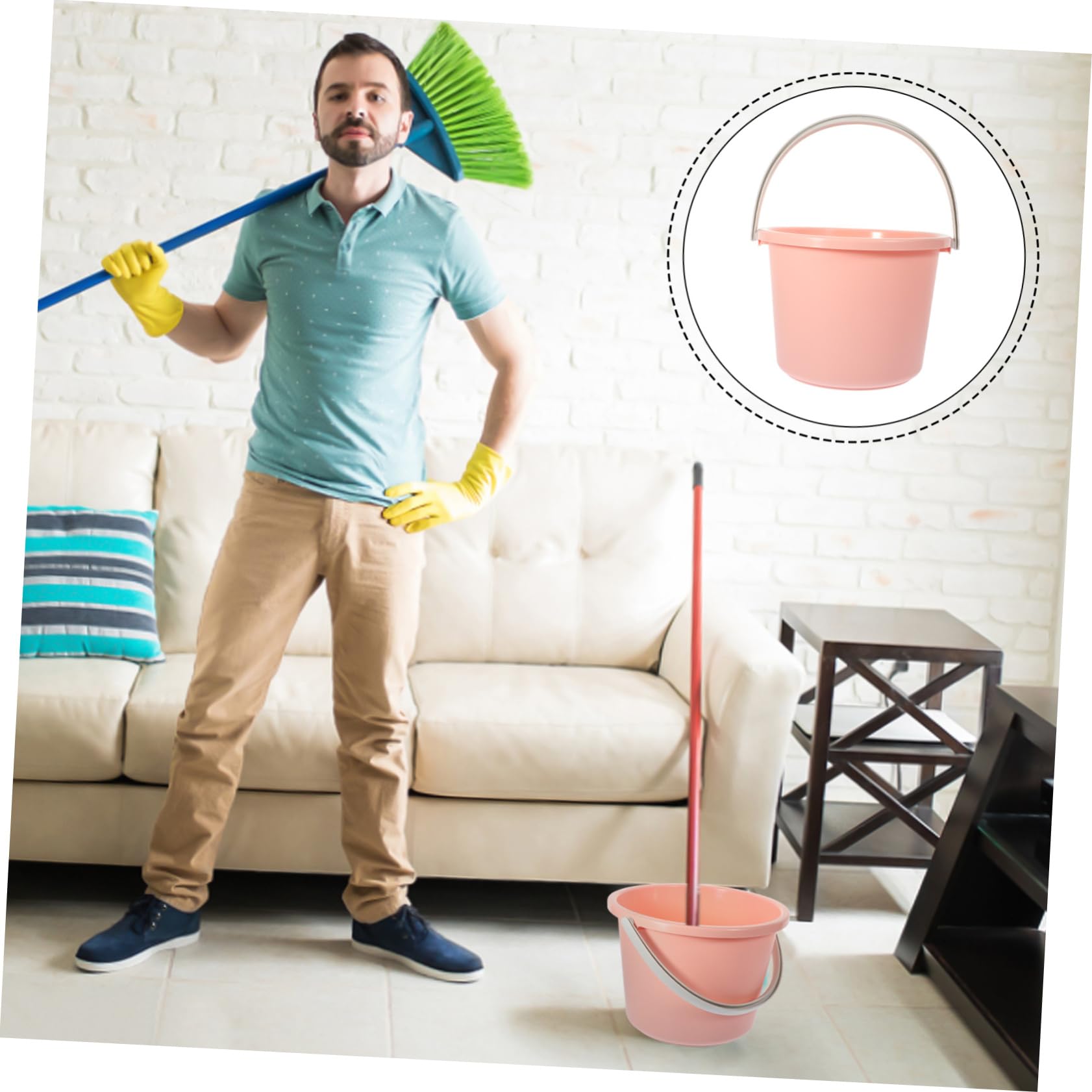 Ipetboom Cubo De Plástico Redondo para Lavandería y Jardinería Asa Alta Capacidad Fácil De Transportar