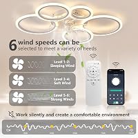 SUCIKORIO LED Mennyezeti Ventilátor Világítással - Csendes, Távirányítós, 3 Színhőmérséklet, 6 Sebesség, App Vezérlés, Nappali, Háló 3