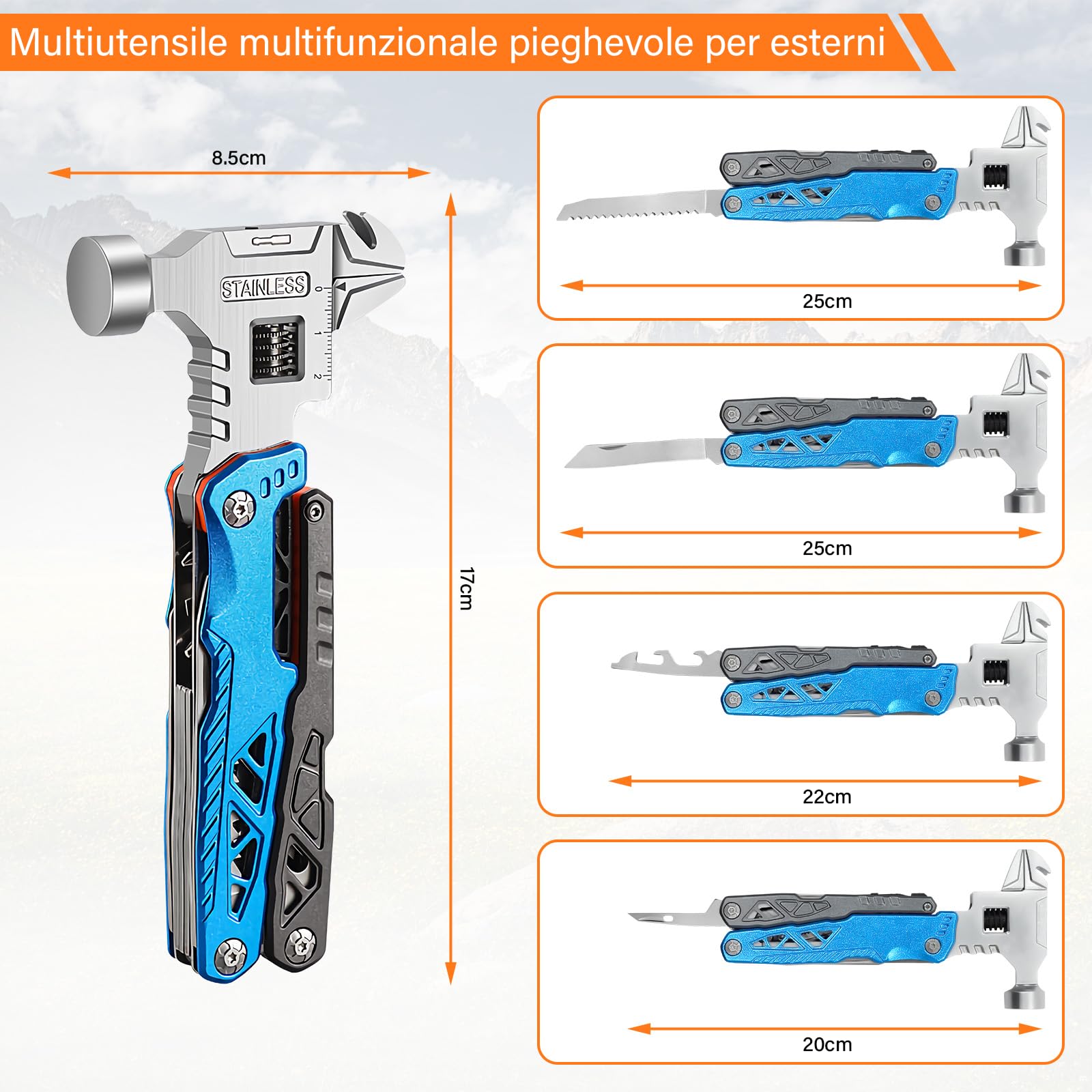 Pinza Multiuso, Coltello Multiuso in Acciaio Inossidabile, Pinza Multifunzione in Coltellino Svizzero con Apribottiglie, Cacciavite, Attrezzi EDC, Ideale per il Campeggio, Riparazioni