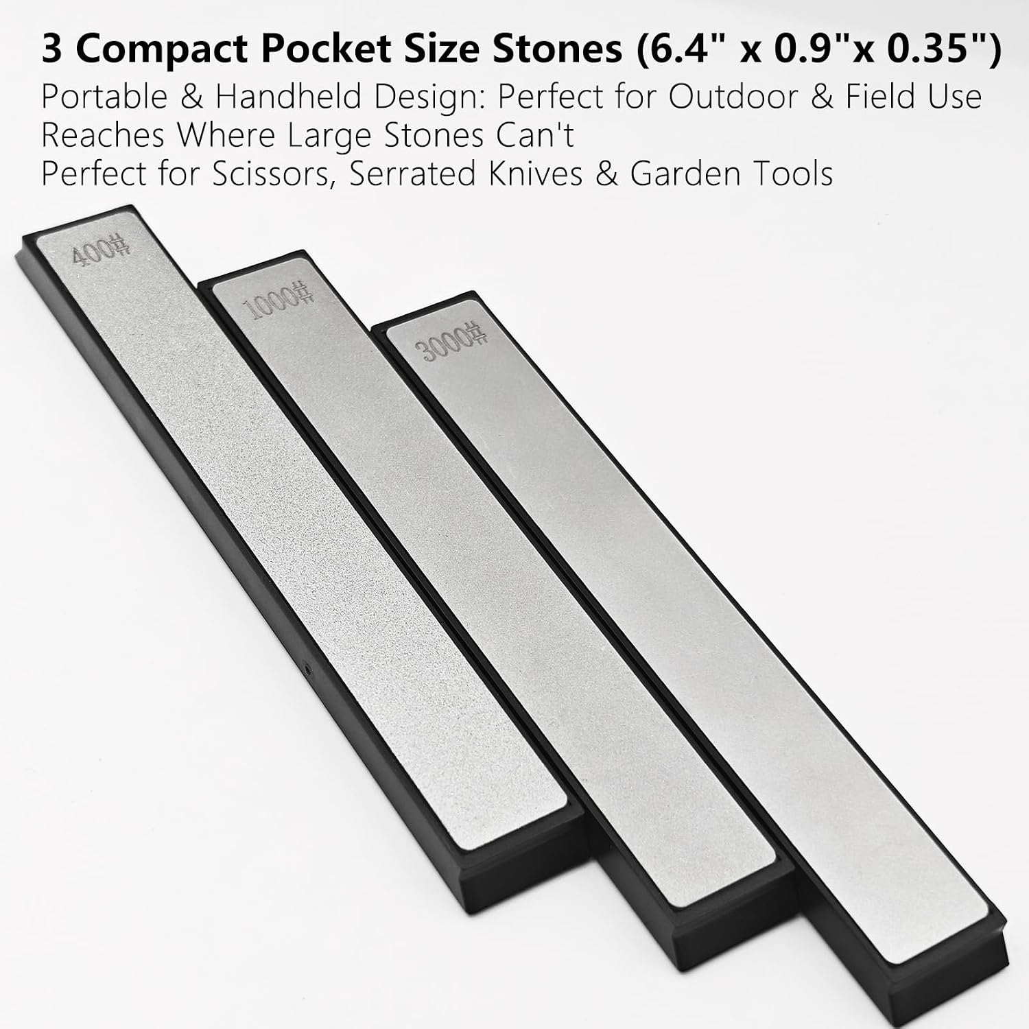 Diamond Sharpening Stone Set, Whetstone Knife Sharpener Kit with Angle Guide & Non-Slip Bases - 3 Large Diamond Plate (240/600/1200 Grit) & 3 Portable Stones (400/1000/3000 Grit) Honing Stone