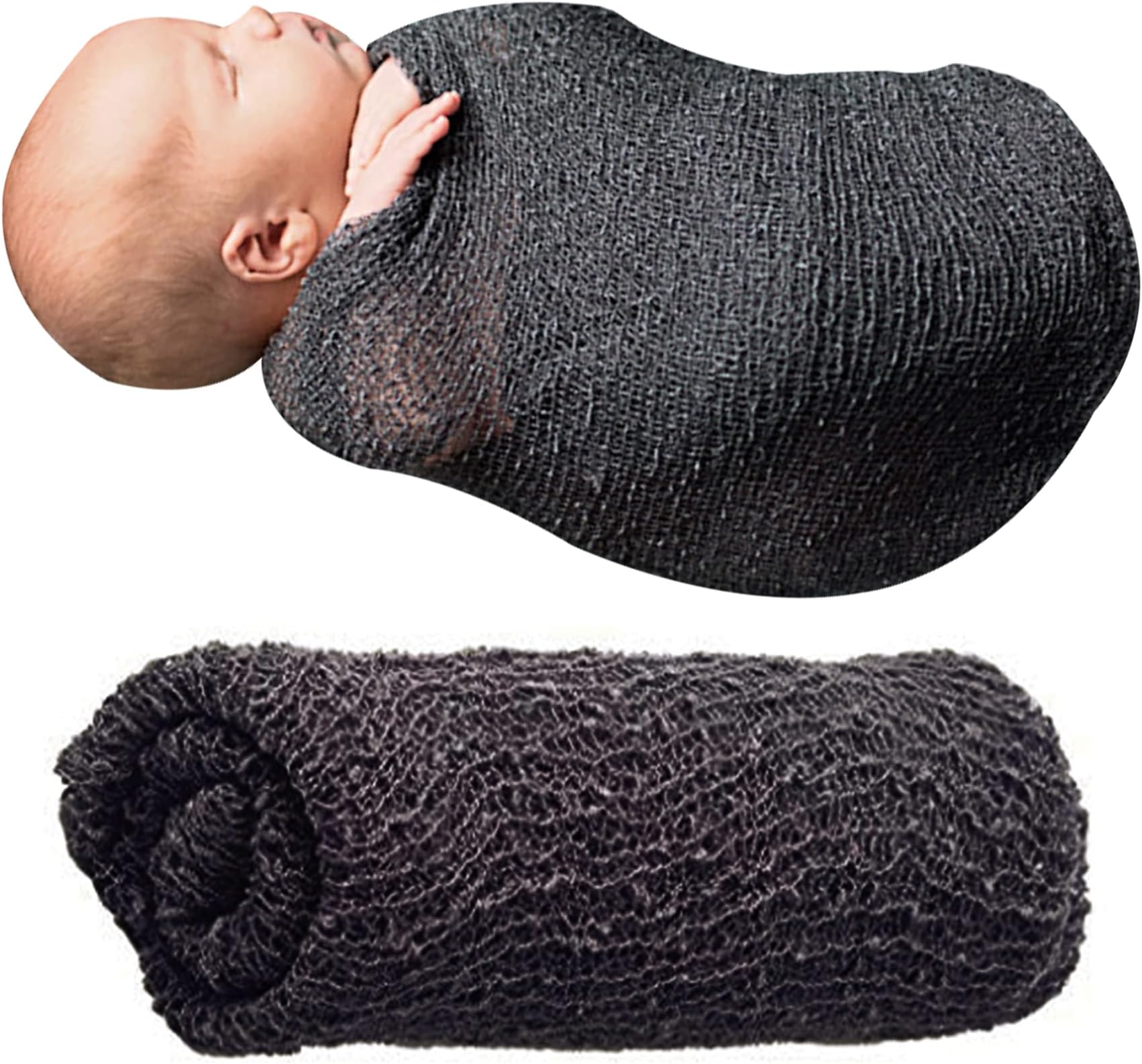 Babymoon Baby Wrap Photography Props Stretch Without Wrinkle, Anti-Pilling, Breathable Blanket Swaddle Wrap (Steel Grey)