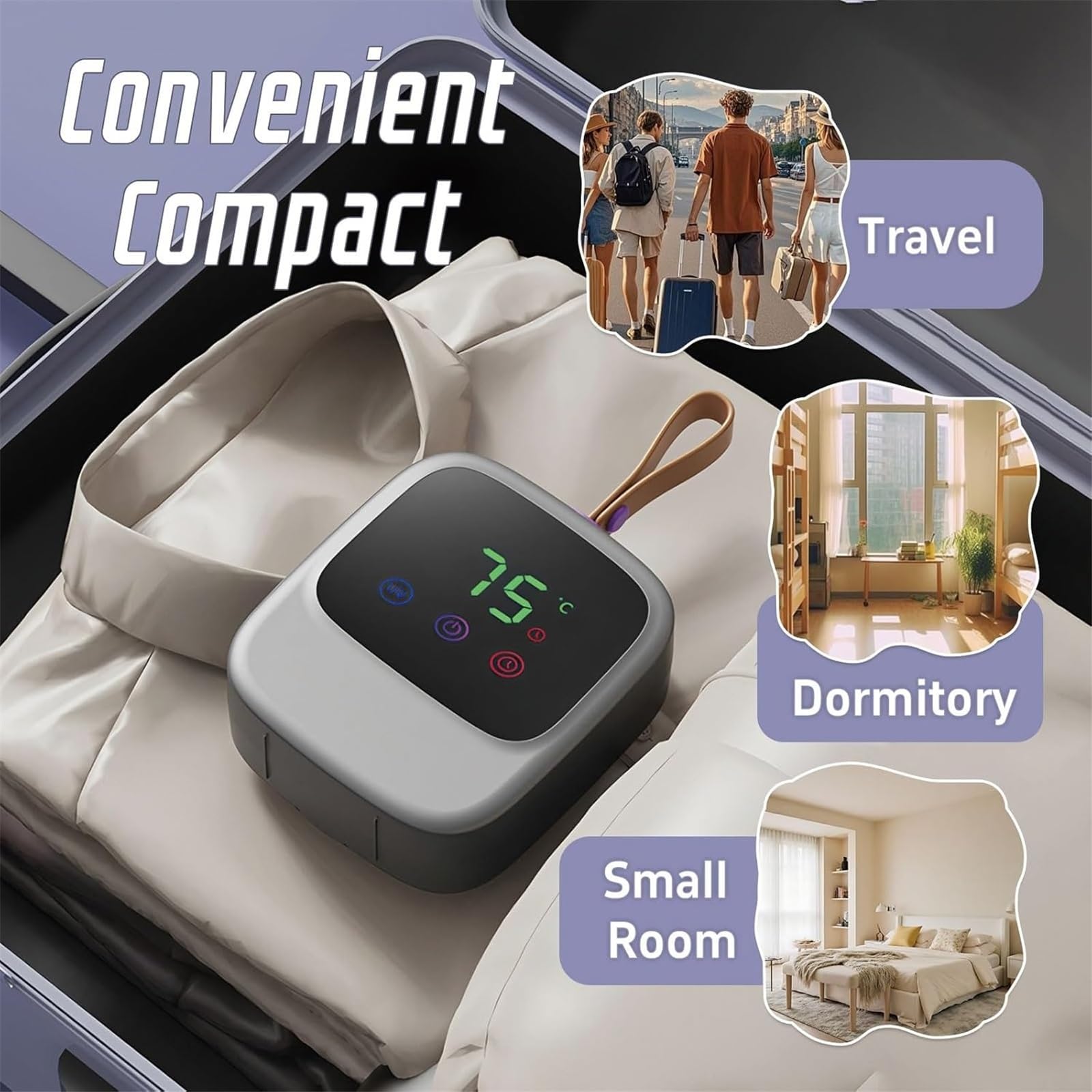 Kompakter, faltbarer tragbarer Wäschetrockner, elektrischer Mini-Wäschetrockner mit Trockenbeutel, ideal for Reisen, Wohnmobil, Haus und Wohnung, Blau(Gray)