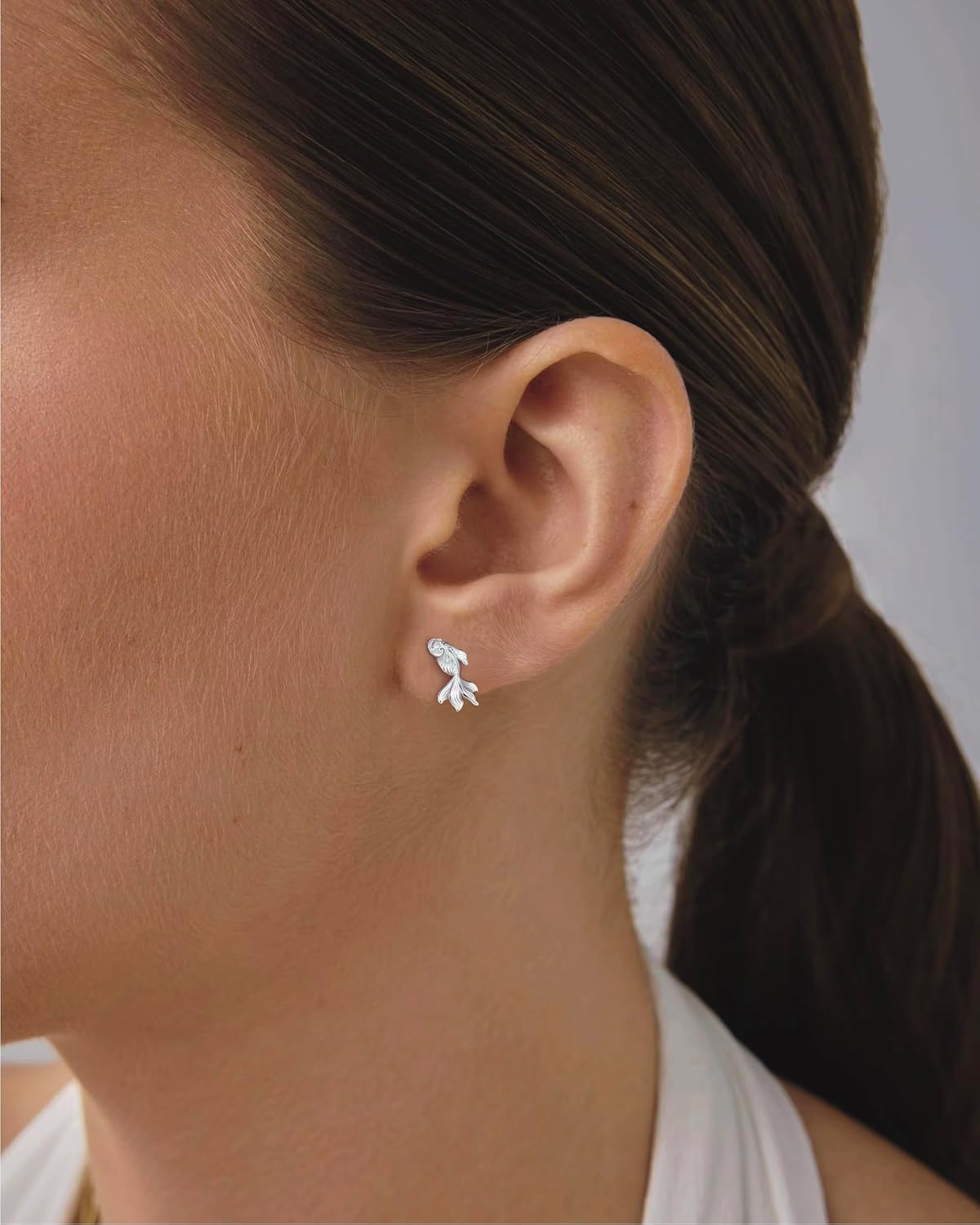 S925 Sterling Silver Koi Fish Stud Earrings/Screw Back - Image 2