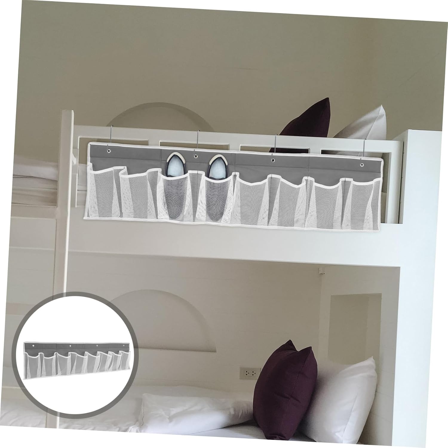 Xmas Bedside Shoe Organizer Bag, 8-compartment Non-woven Hanging Rack