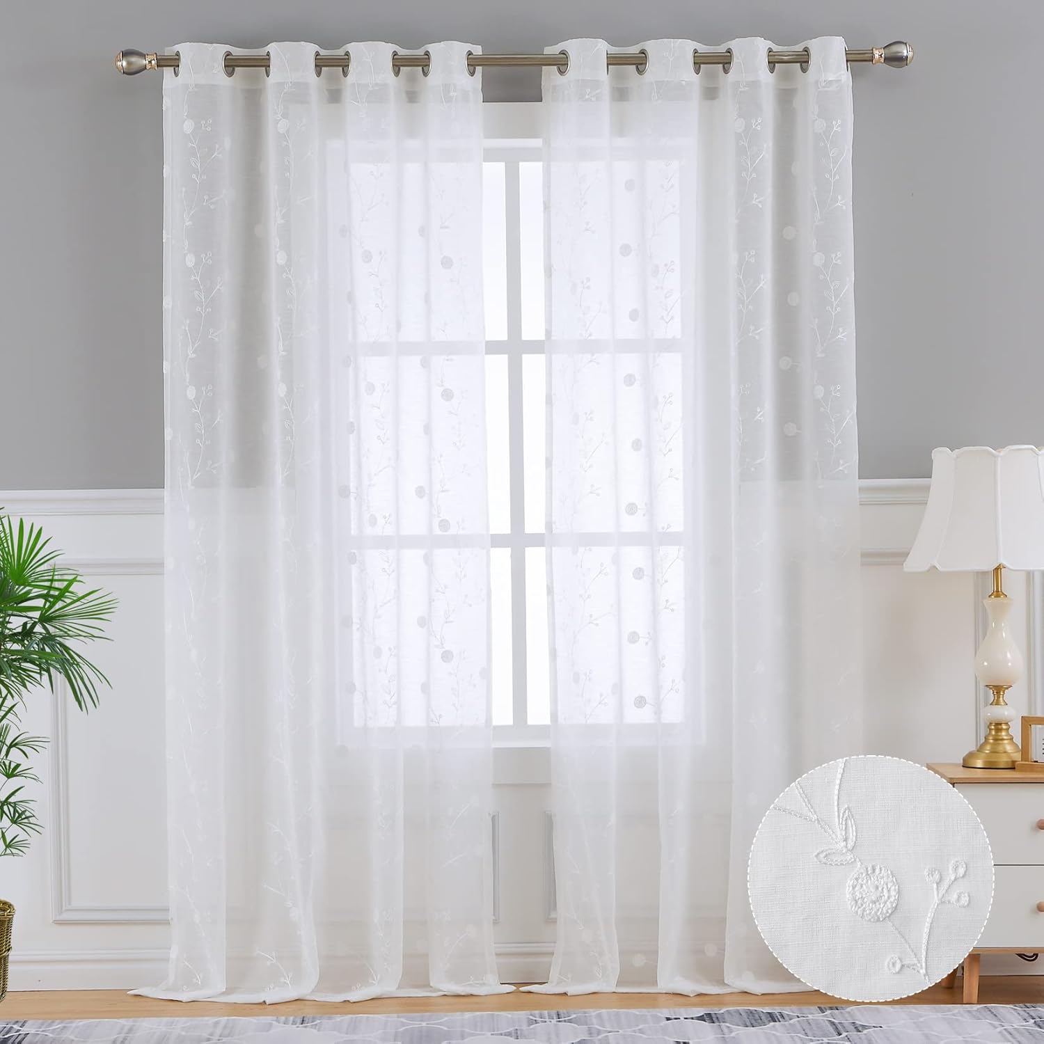Lot 3 rideaux fils blanc - Décoration