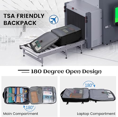 Miniatura 6 de RAINSMORE Mochila de viaje para hombres y mujeres, mochila de mano aprobada por aerolíneas, mochila para portátil de 17 pulgadas, mochila