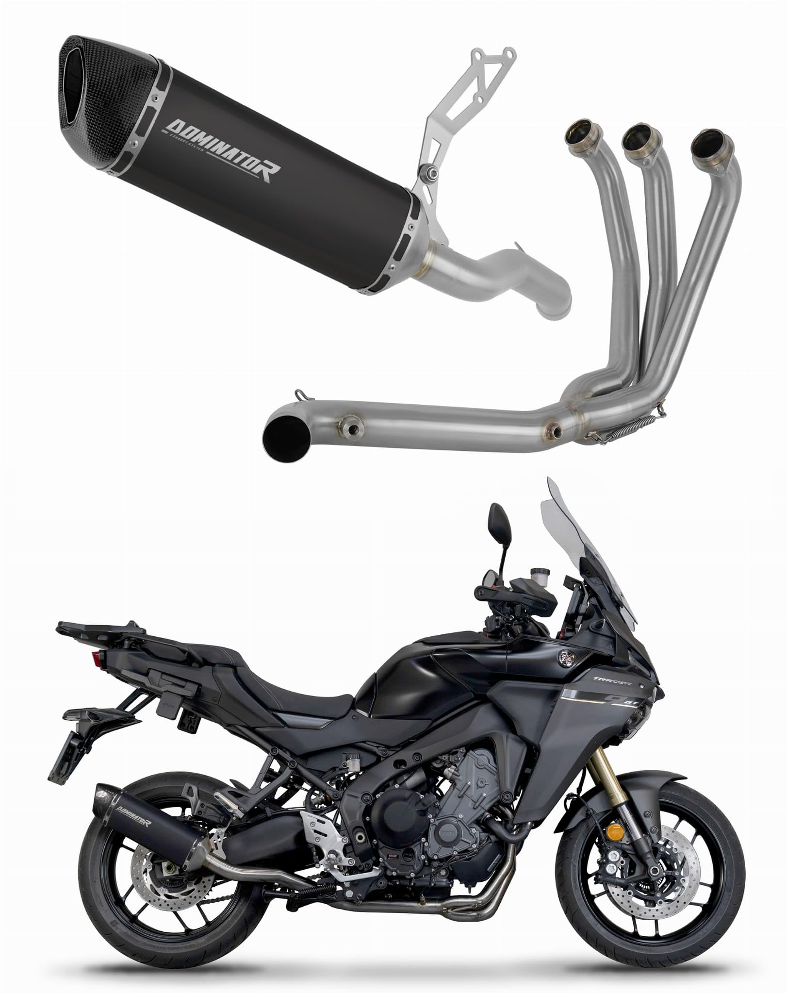 DOMINATOR Ligne complète d'échappement Collecteur Silencieux HP6 NOIR compatible avec Tracer 9 / GT 2025