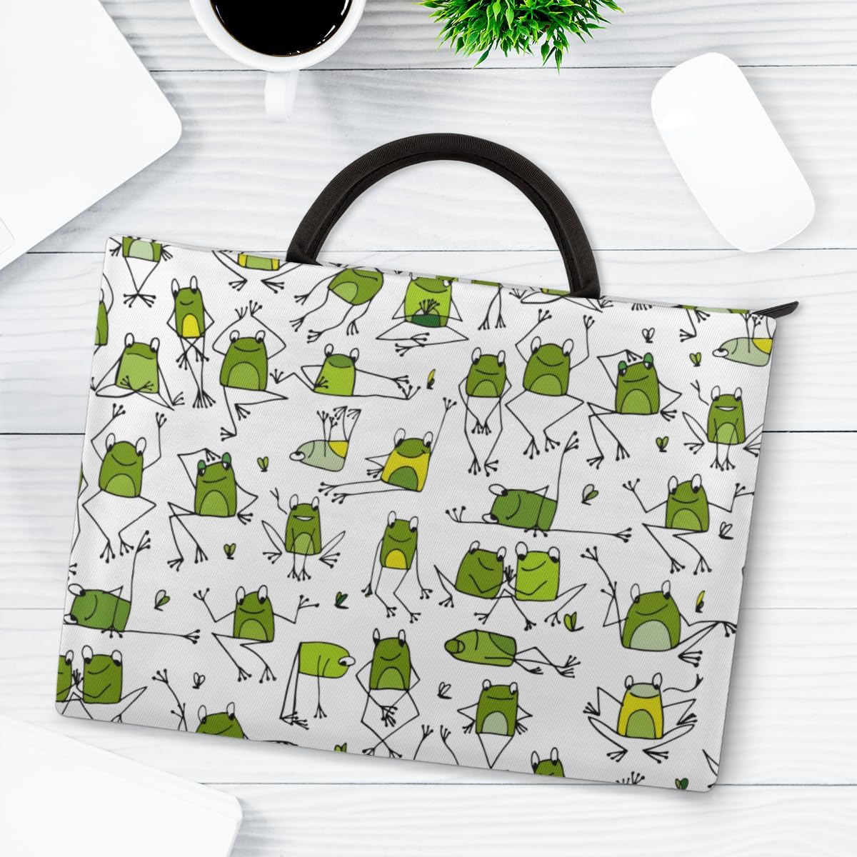 Cartoon Frogs Laptop Sleeve Case 15 15.6 16 Inch Laptop Bag with Handle & Pockets Durable Notebook Computer Carrying Case for Men Women Multi-Color & Size Choices
