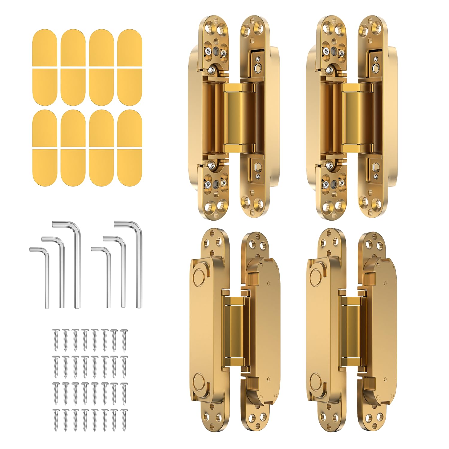 4PCS 7 Inch Invisible Concealed Door Hinges 180 Degree Swing Hinge (Gold)-