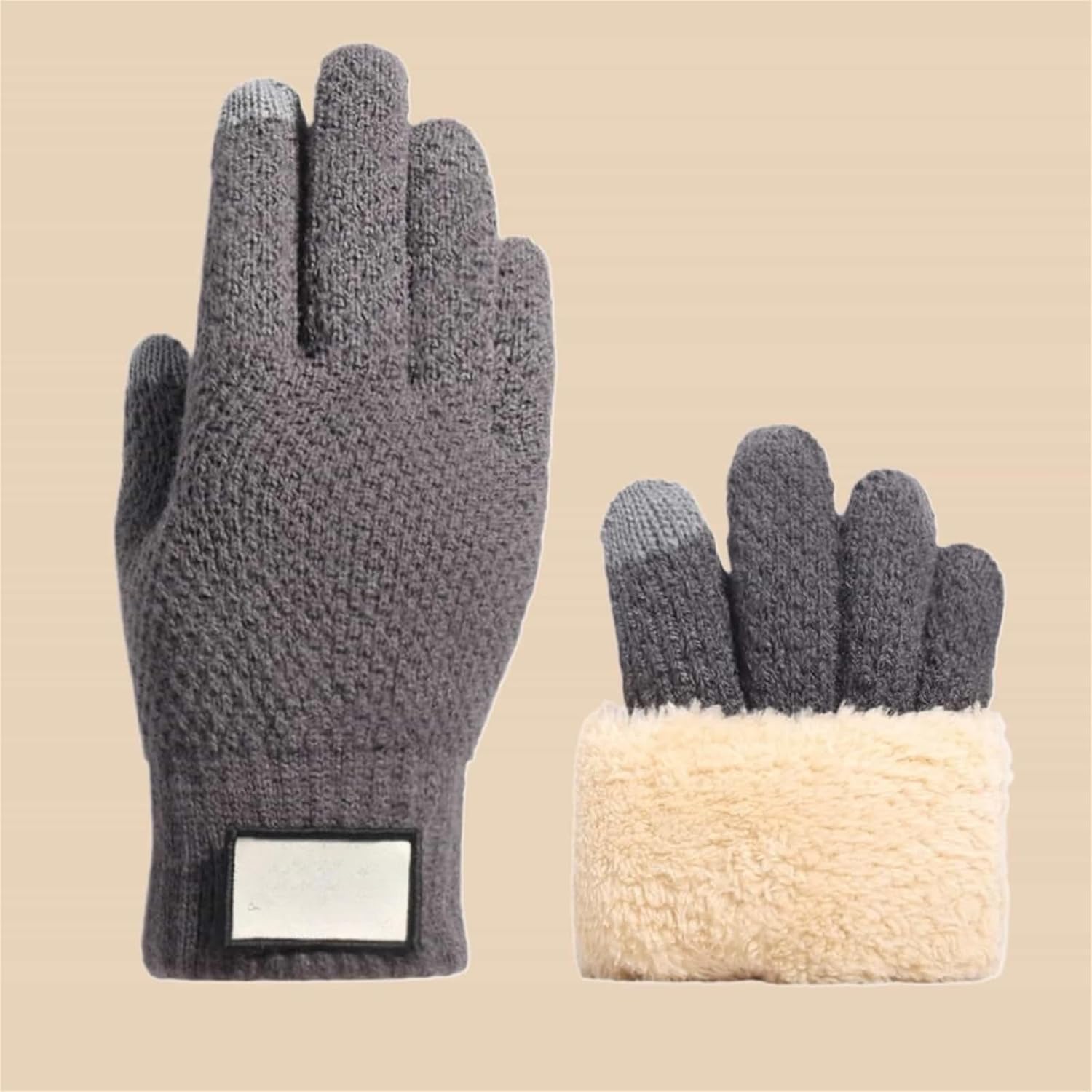 Winter Thermal Touchscreen Gloves, Fleece Lined Double Layer Thick Knitted Warm Cold Weather Handwear