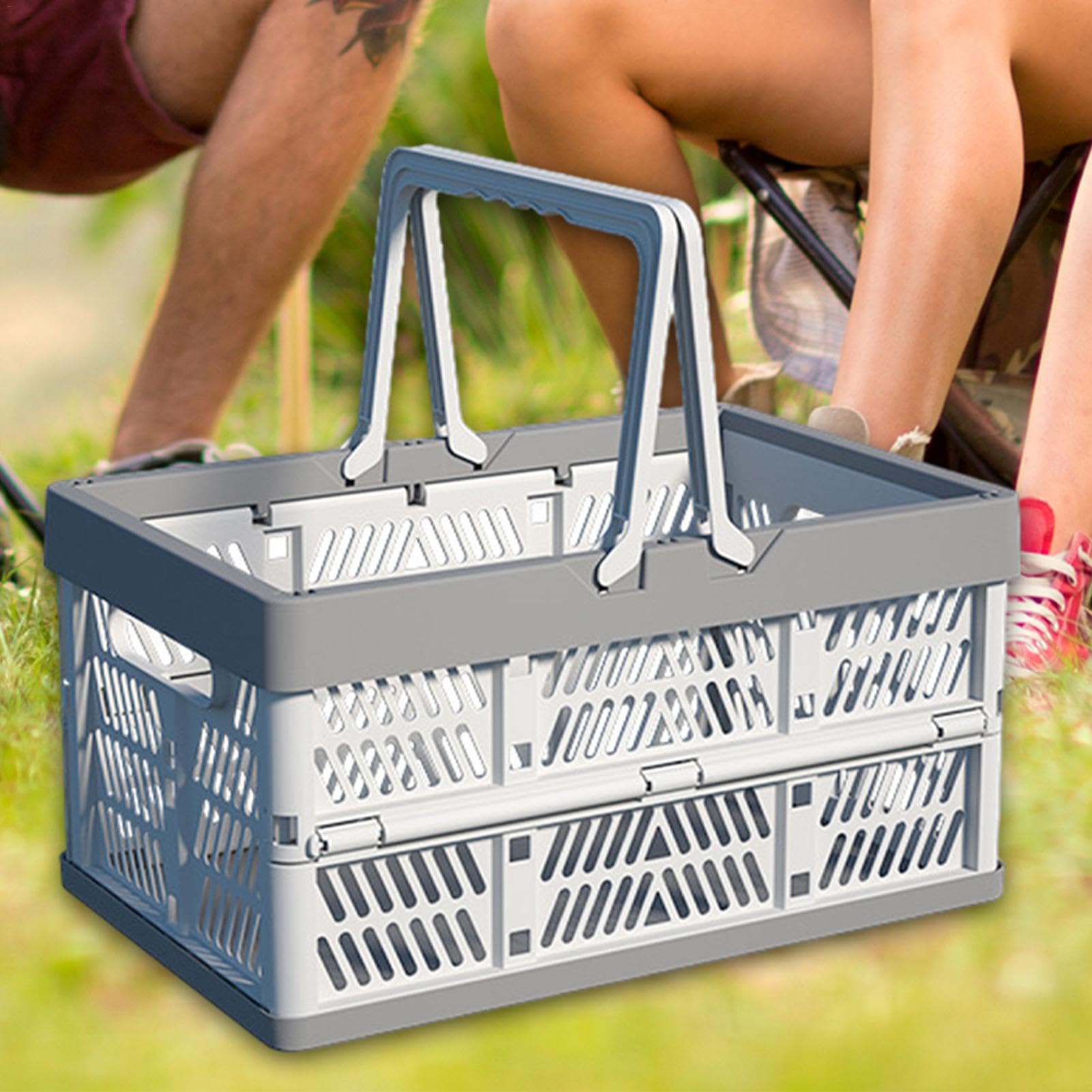 Cassetta Portaoggetti Pieghevole, Cassa Pieghevole 38,5x25x20 Cm Con Manici | Scatola Portaoggetti Pieghevole | Carrello Spesa Pieghevole | Contenitore Per Campeggio, Viaggi, Picnic, Casa E Cucina