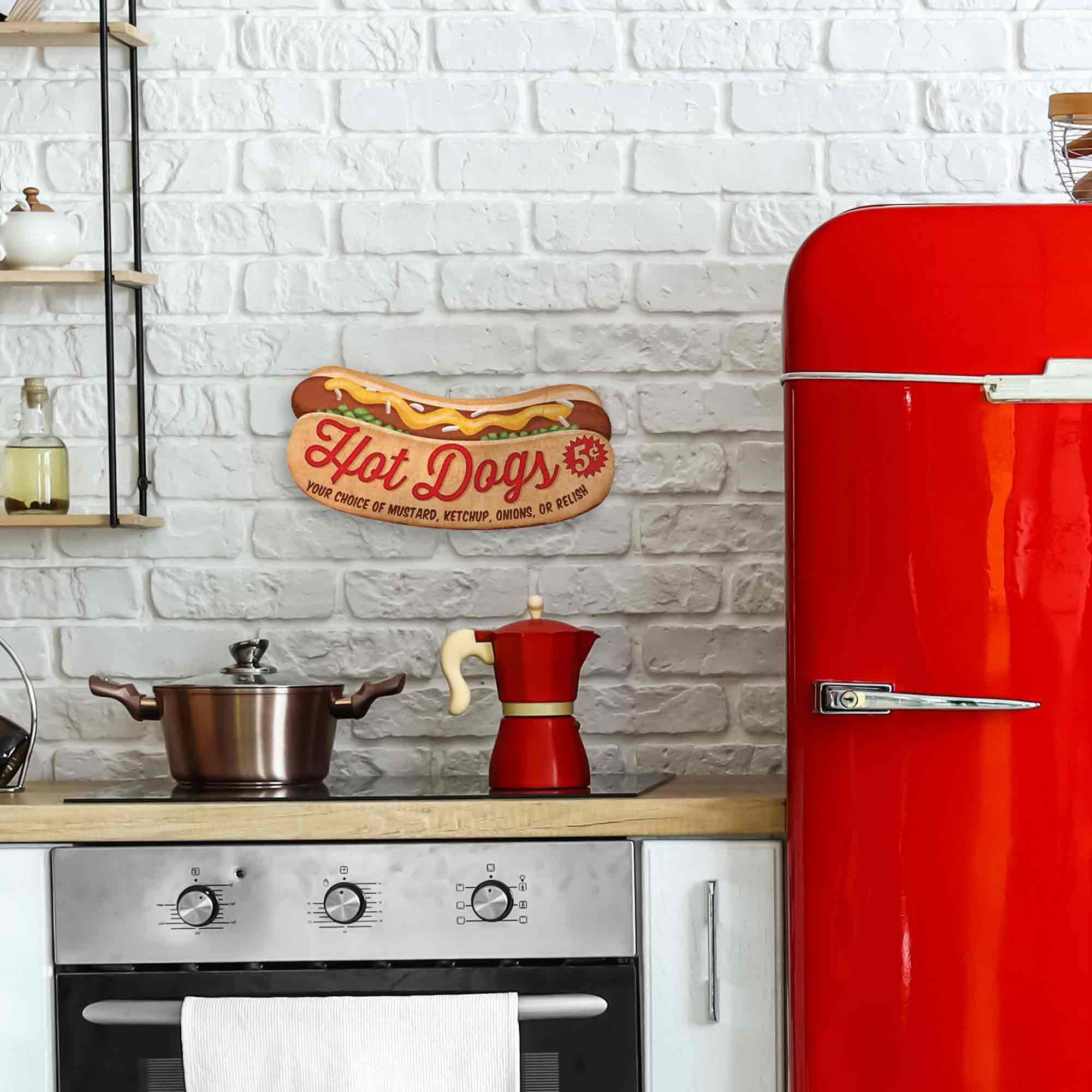Amazon.co.jp: ダイカットメタルサイン 「HOT DOG」 ／ホット
