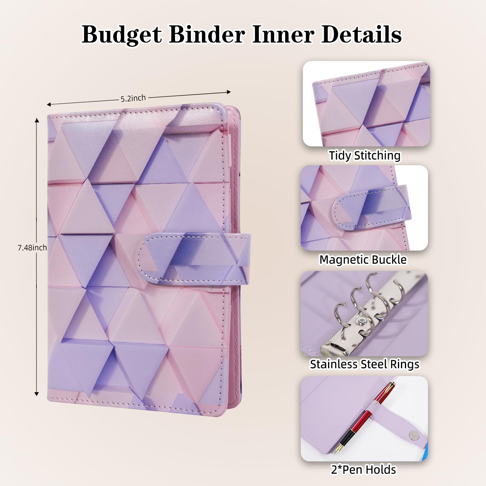 Quaderni con spirale A6 Durevoli, 5 Soggetti, Carta con Righe Universitarie, Copertina Resistente all'Umidità, Scuola, Ufficio, Business, Professionale, Rosa