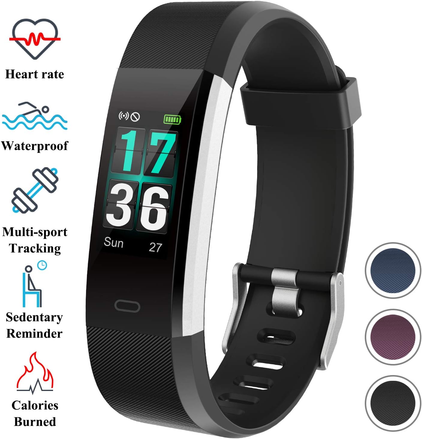 Fitness Tracker, Color Screen Activity Tracker Smartwatch with Heart Rate Monitor Waterproof IP68 Smart Bracelet Unisex Upgraded