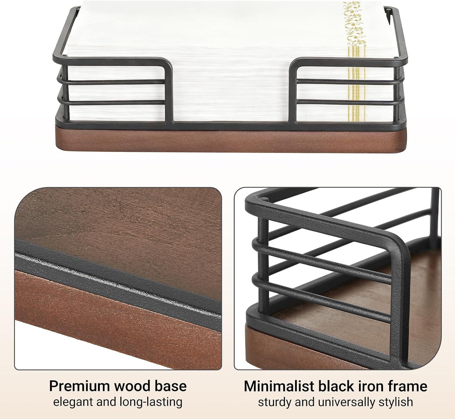 Mkono Bathroom Napkins Holder, Wooden Guest Towel Holder Hand Towel Tray