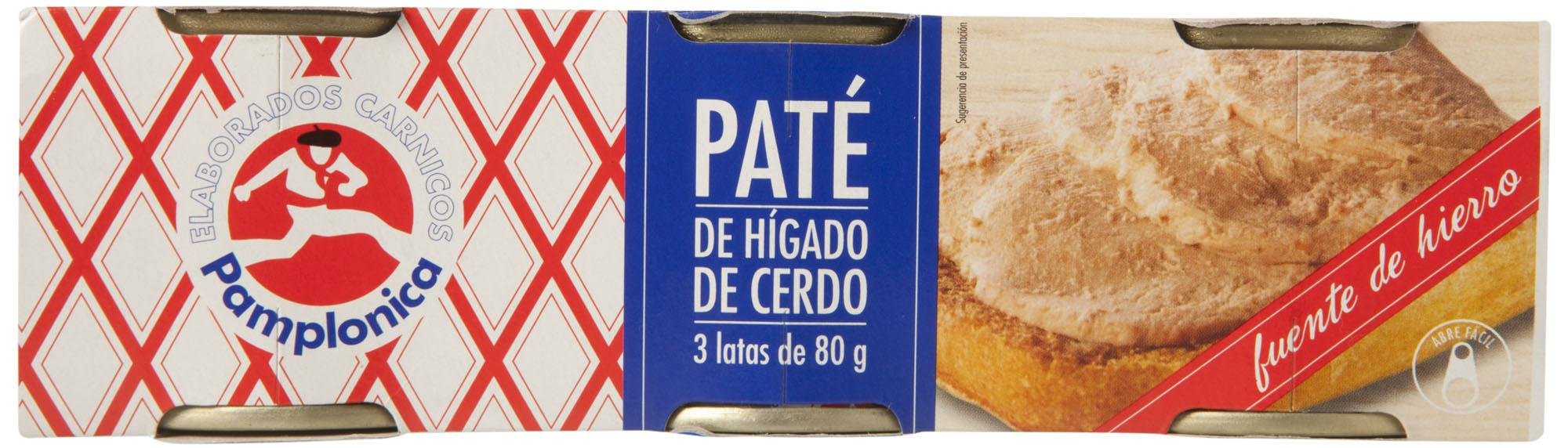 Pamplonica Paté Hígado De Cerdo | Pack 3 Latas 80 g | Crema Untable Sabor Suave Textura Ligera | Fuente Natural De Hierro | Ideal Para Sándwiches Y Aperitivos