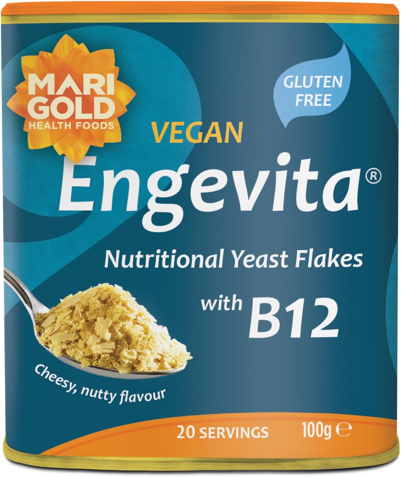Marigold Vegan Engevita Nutritional Yeast Flakes with Vitamin B12, 100g