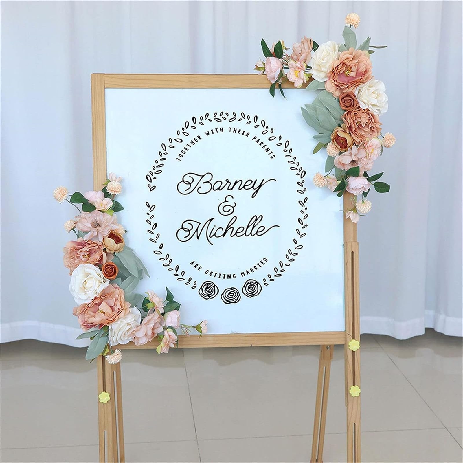 Set van 2 Kunstmatige Bruiloft Boog Bloemen Kunstbloem Swag Bruiloft Boog Decor Zijden Roze Bloem Swag Arrangementen voor Bruiloft Receptie Achtergrond Tafeldecoraties Welkomstbord(Veelkleurig