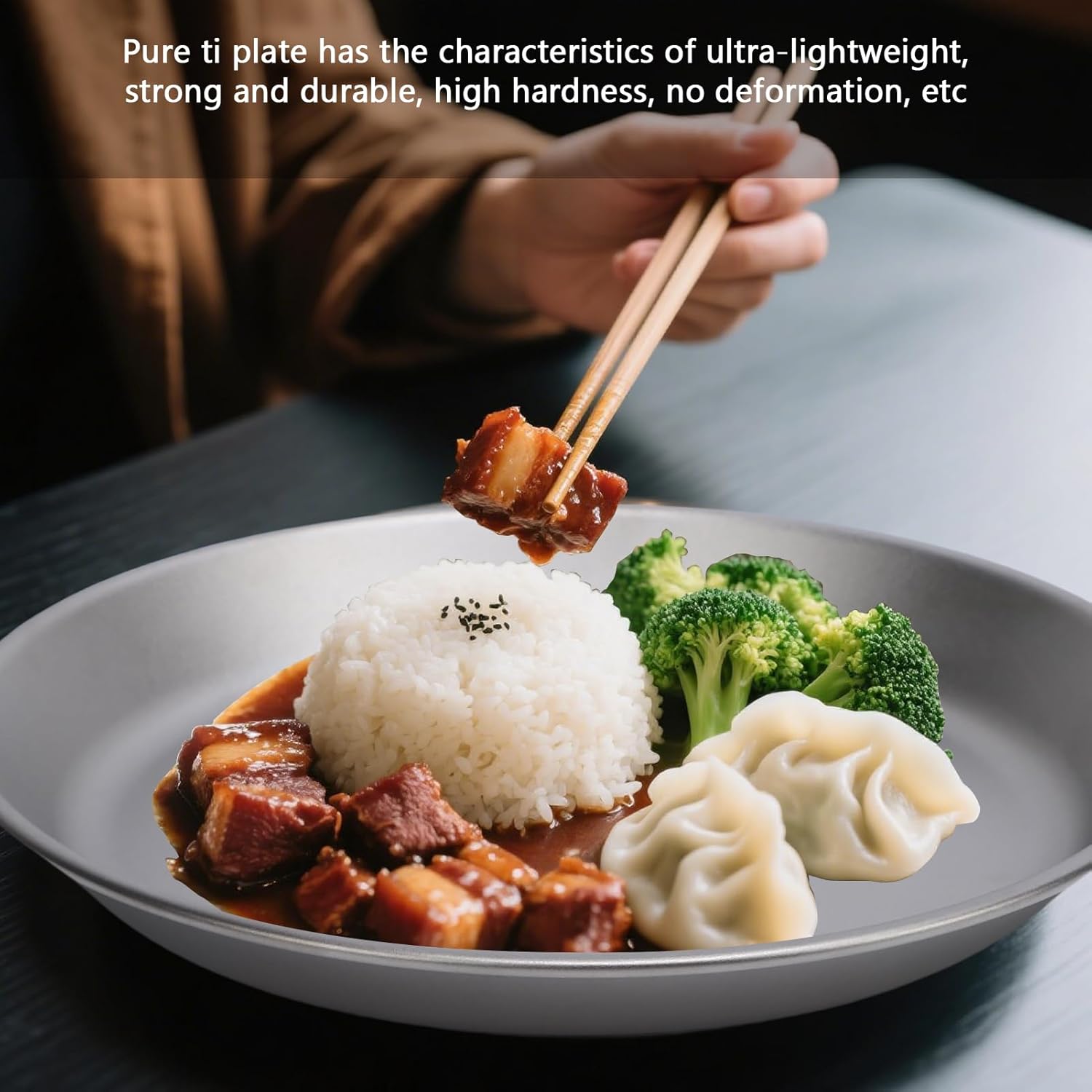 Ti Camping Plate,2pcs 500ml and 300ml Pure Ti Dish Lightweight Dinner Dish Stackable Round Plates Portable Camping Pan Dinnerware Set for Outdoor Backpacking Hiking