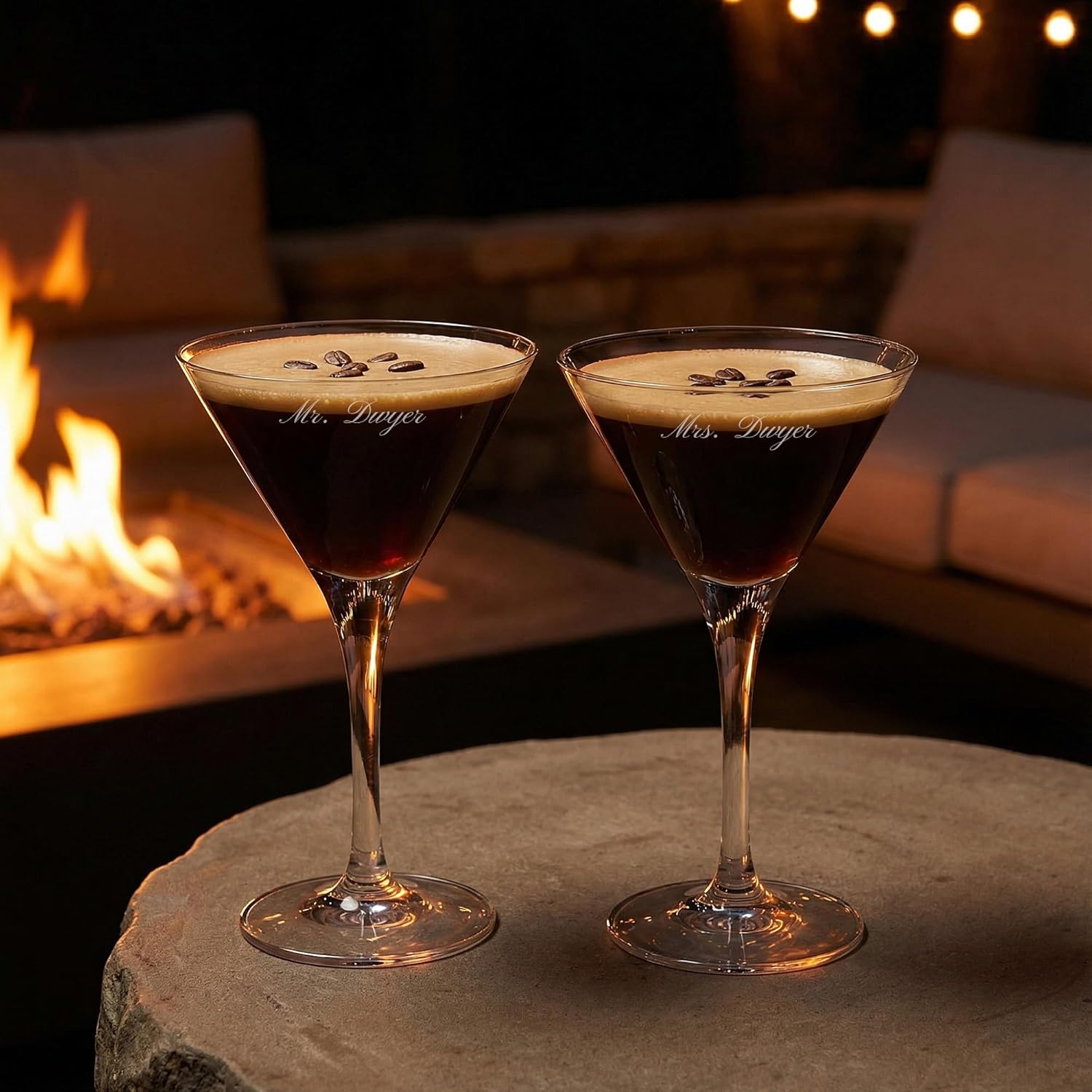 Orrefors Personalized More Martini Glasses, Set of 2 Custom Engraved 6.4oz Crystal Martini Glasses for Cocktails, Home Bar Accessories