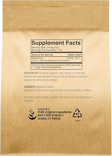 Miniatura 2 de Pure Original Ingredients - Suplemento oral de cloruro de magnesio 4 onzas polvo de cristal suplemento de magnesio grado alimenticio
