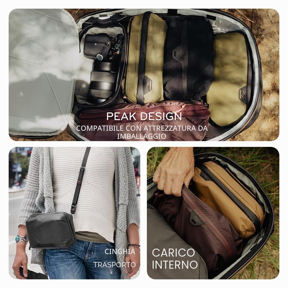 Peak Design Tech Pouch, Kelp, organizer per elettronica da viaggio o per il trasporto quotidiano, stile origami, passacavo, nylon riciclato resistente alle intemperie, borsa per il trasporto di