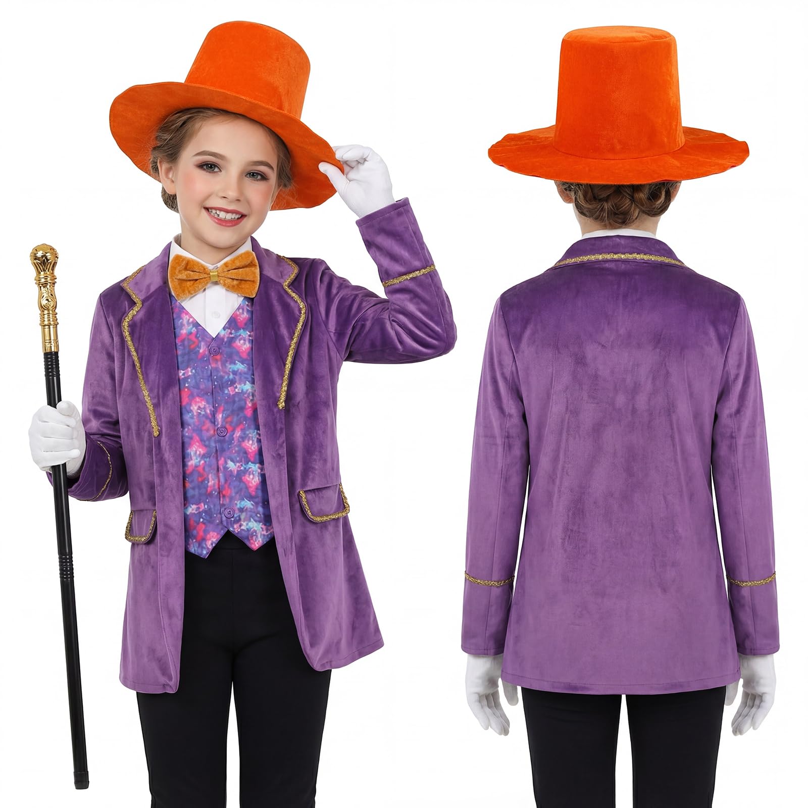 PANMAY Chocolate Factory Boss Costume World Book Day Costumes Factory Workers Costume Purple Coat for World Book Day Book Fancy Dress - Image 4