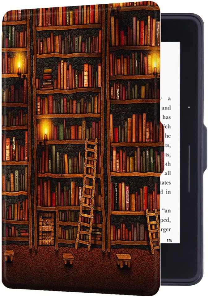 Huasiru Case for Kindle Voyage 6 Inches (300 PPI, 2014 Released) Only - Cover with Auto Sleep/Wake, Library