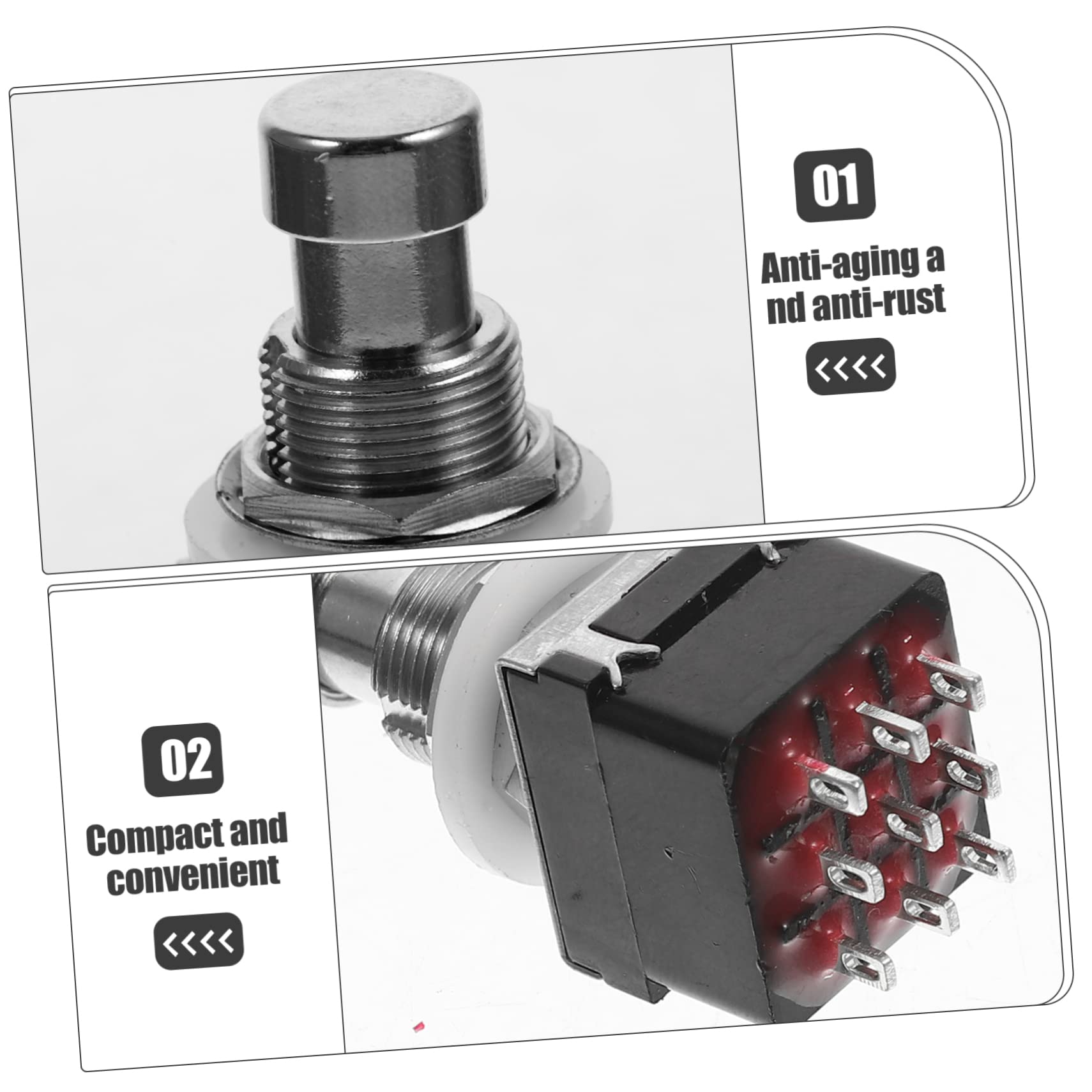 Abaodam 12 Botones de Efectos para Guitarra, Metal Negro, 3dpt, Repuesto para Pedal, 12 Piezas, para Amplificador y Guitarra Eléctrica | Negro, para Guitarra, Recambio de Pedal Interruptor de Pie, Fácil de Llevar