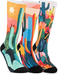 VividPrint Funny Creative Print Crew Socks for Women & Men (3 Pairs), Breathable & Supportive One Size