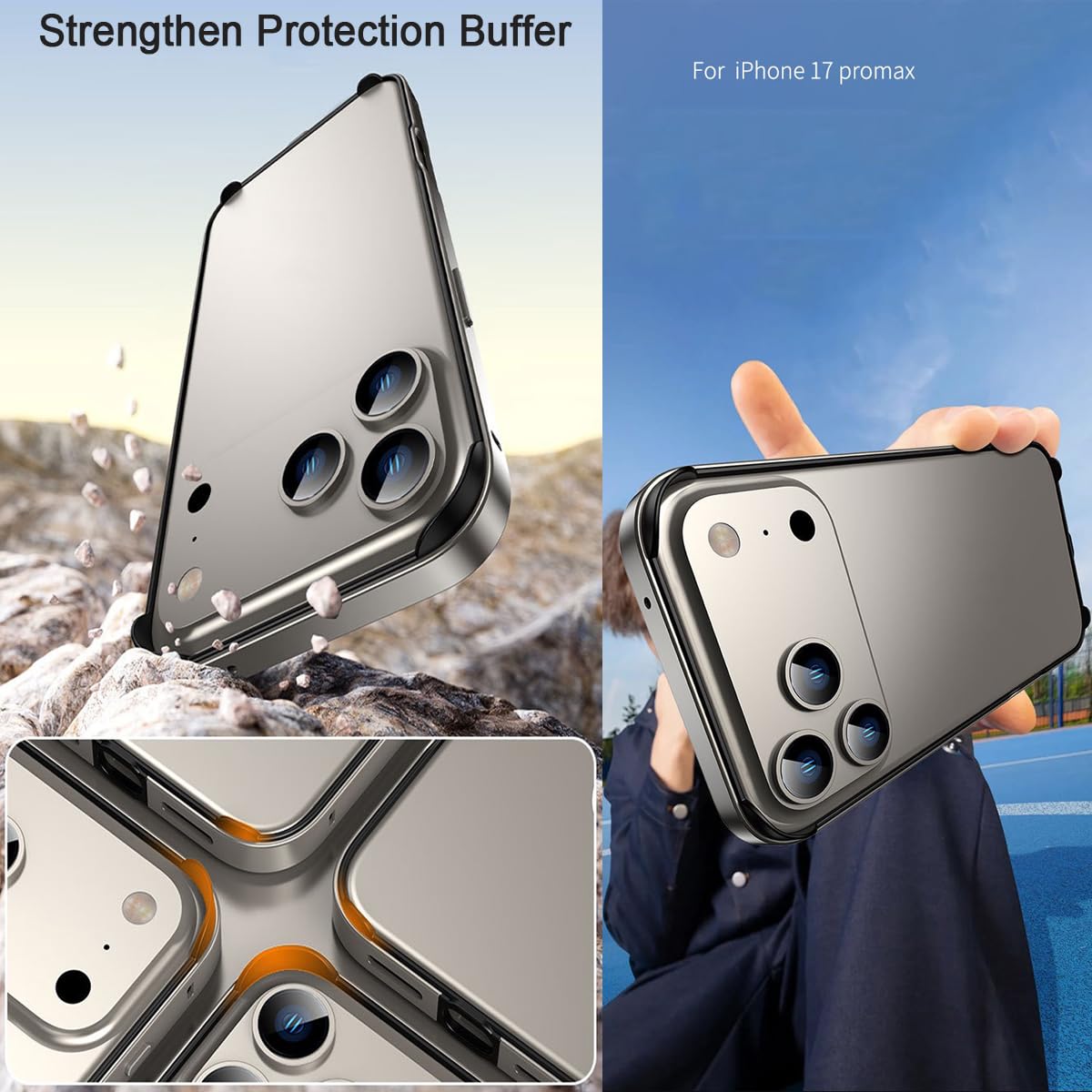 for iPhone 17 Pro Max Bumper Case, for iPhone Metal Case with